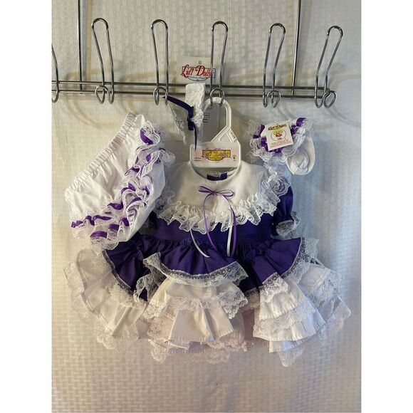 Lid’l Dolly’s Purple Frilly Ruffled Dress Baby Girl Dress 8-12 pounds 4pc NWT Lo - Picture 1 of 8